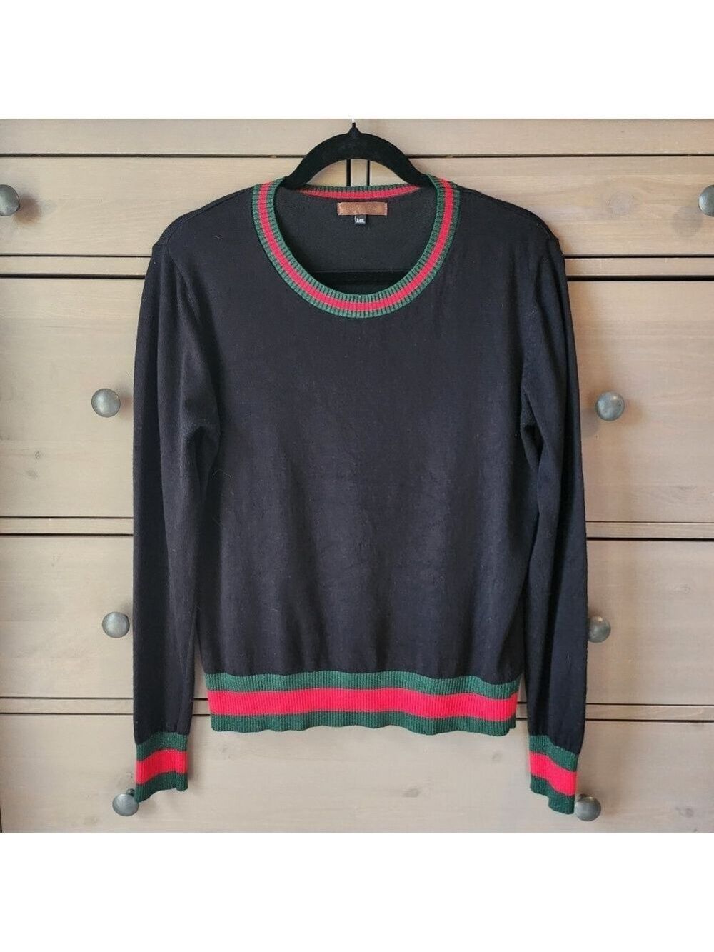 Dark Christmas Academia , Black Crew Neck Sweater